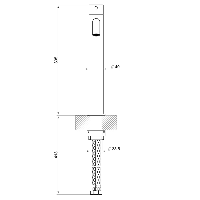 Immagine di Gessi 316 FLESSA miscelatore lavabo H.30 cm, senza scarico, con flessibili di collegamento, finitura steel brushed  54009#239