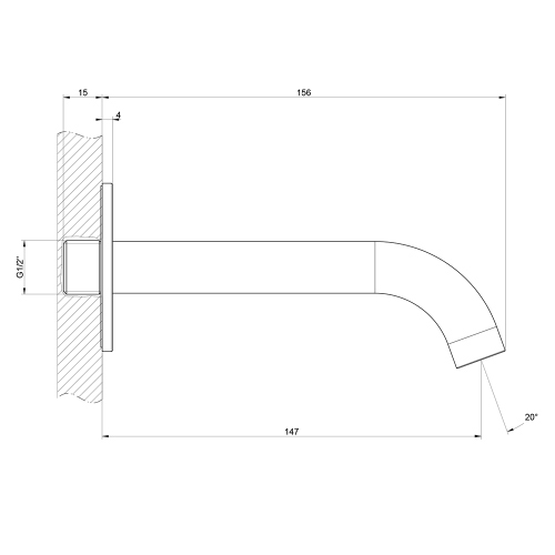 Immagine di Gessi 316 bocca lavabo P.16 cm da parete, finitura steel brushed 54010#239