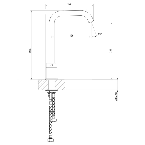 Immagine di Gessi 316 FLESSA gruppo lavabo H.27 cm, tre fori, senza scarico, con flessibili di collegamento, finitura Copper Brushed PVD 54011#708