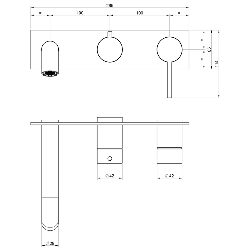 Immagine di Gessi 316 BATH miscelatore vasca a parete, 2 uscite, finitura steel brushed  54136#239