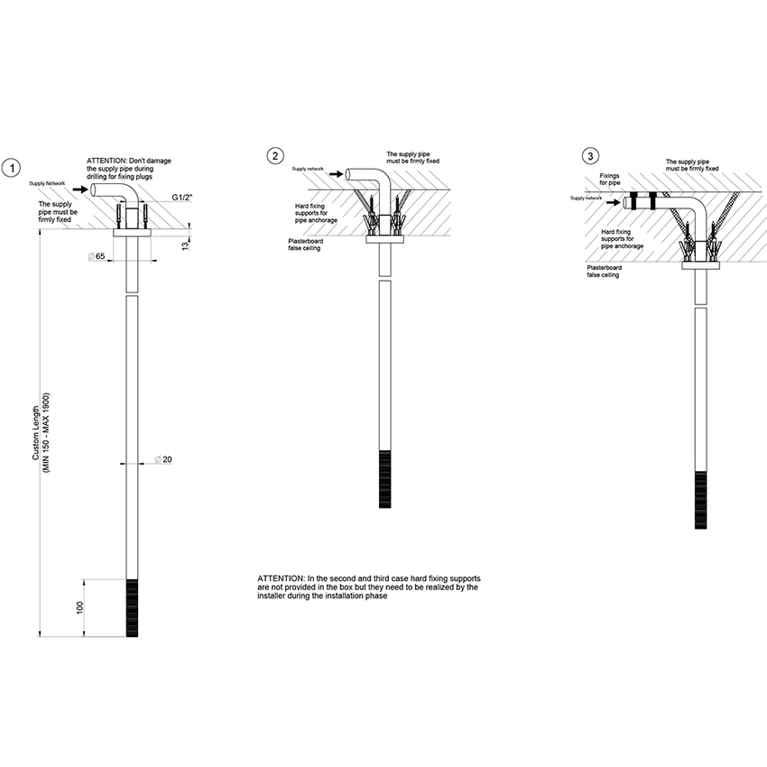 Immagine di Gessi 316 TRAME bocca a soffitto, lunghezza personalizzabile, finitura steel brushed 54396#239