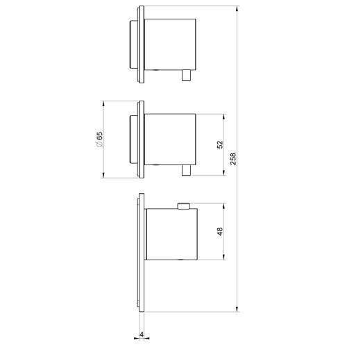 Immagine di Gessi 316 WELLNESS miscelatore termostatico alta portata a parete, 2 uscite indipendenti, installazione verticale/orizzontale, finitura steel brushed  54504#239