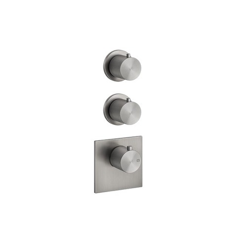 Immagine di Gessi 316 WELLNESS miscelatore termostatico alta portata a parete, 2 uscite indipendenti, installazione verticale/orizzontale, finitura steel brushed  54504#239