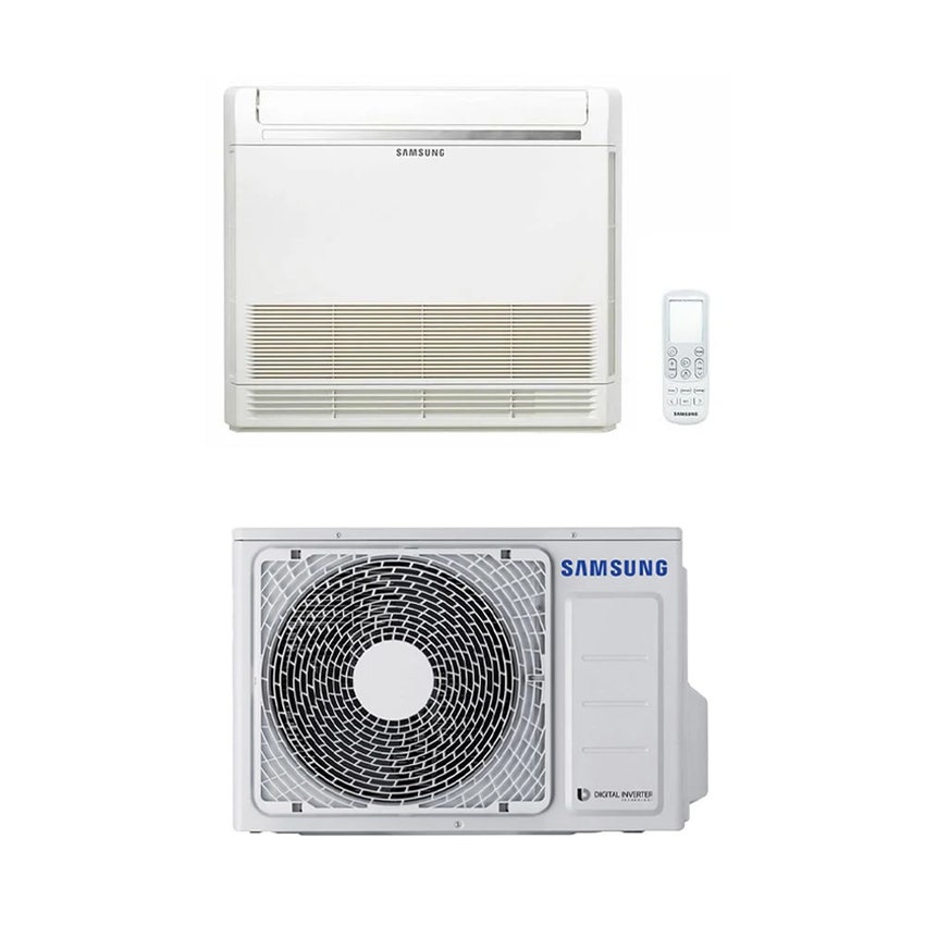 Immagine di Samsung CONSOLE R32 Climatizzatore a pavimento monosplit inverter | unità esterna 2.6 kW unità interna 9000 BTU AC026RXADKG/EU+AC026RNJDKG/EU