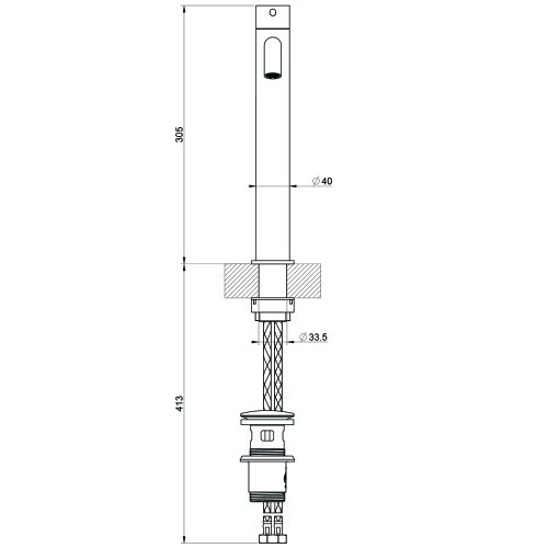 Immagine di Gessi 316 FLESSA miscelatore lavabo H.30 cm, con scarico e flessibili di collegamento, finitura steel brushed  54003#239