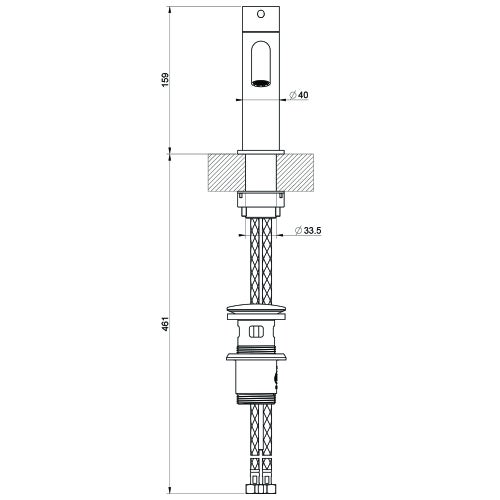 Immagine di Gessi 316 FLESSA miscelatore lavabo con scarico e flessibili di collegamento, finitura steel brushed 54001#239