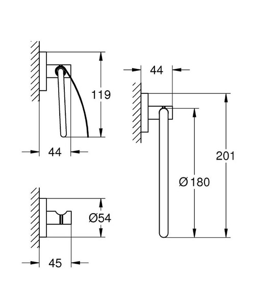 Immagine di Grohe Essentials Set accessori (3 in 1) per bagno degli ospiti, finitura cromata, fissaggio nascosto 40775001
