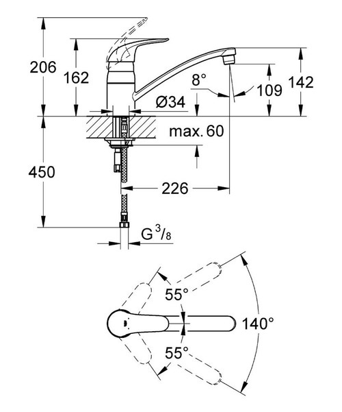 Immagine di Grohe Euroeco new Miscelatore Monocomando Lavello finitura cromo 32750000