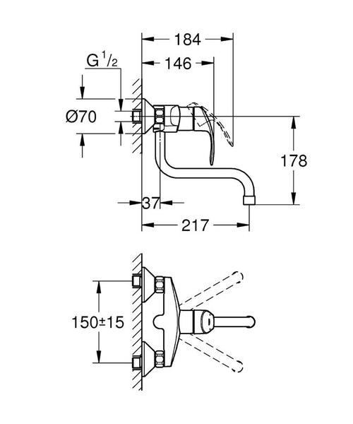 Immagine di Grohe Eurosmart new  Miscelatore Monocomando Lavello, raggio di rotazione 360°, GROHE StarLight® finitura cromo 31391002