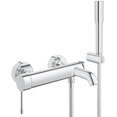 Immagine di Grohe Essence Rubinetto per vasca con installazione a parete e set doccia  finitura cromo 33628001