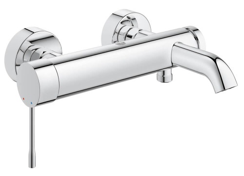 Immagine di Grohe Essence Rubinetto per vasca con installazione a parete, valvola di ritegno integrata finitura cromo 33624001