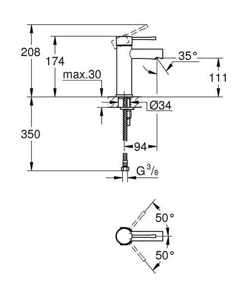 Immagine di Grohe Essence Rubinetto per lavabo, corpo liscio, bocca normale, GROHE EcoJoy® finitura cromo 34294001