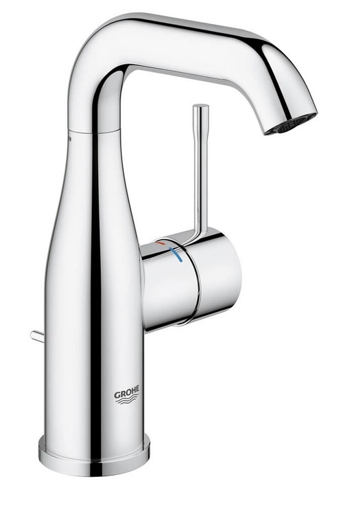 Immagine di Grohe Essence Rubinetto per lavabo, scarico a saltarello, bocca medio-alta, raggio di rotazione regolabile di 0°/150°/360°, GROHE EcoJoy® finitura cromo 23462001
