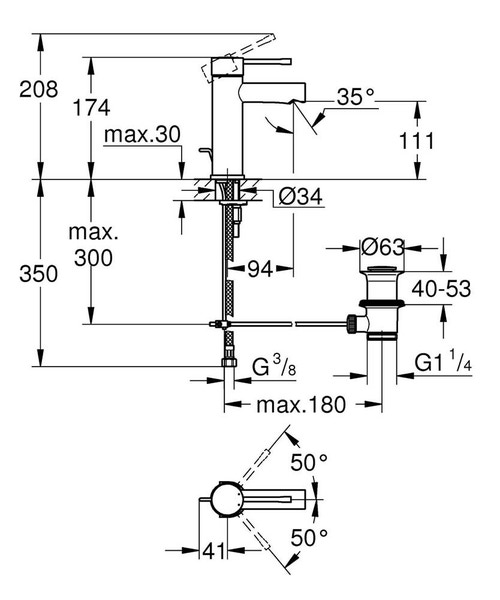 Immagine di Grohe ESSENCE miscelatore monocomando H.17 cm, per lavabo, con scarico, finitura cromo 32898001
