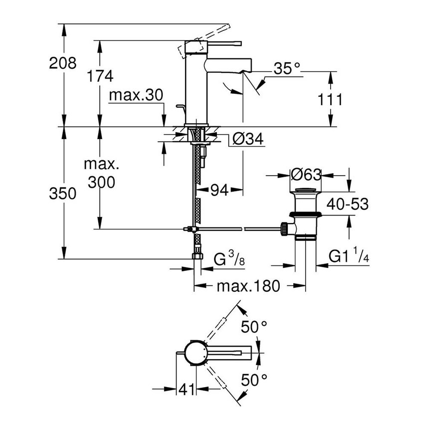 Immagine di Grohe ESSENCE miscelatore monocomando H.17 cm, per lavabo, con scarico, finitura cromo 32898001
