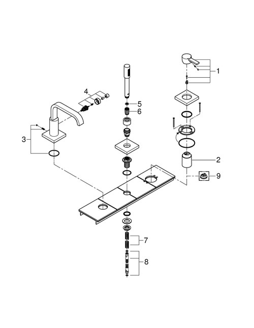 Immagine di Grohe Allure  Miscelatore monocomando bordo vasca a 3 fori finitura cromo 19316000