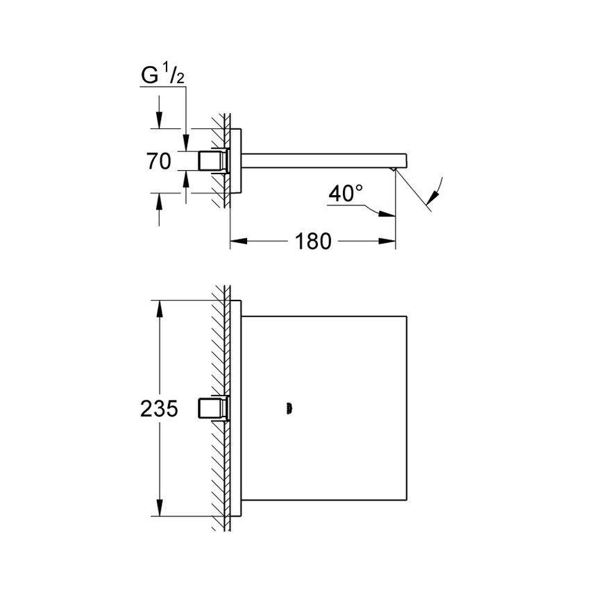 Immagine di Grohe Allure Bocca vasca Soffione doccia a cascata finitura cromo 13317000