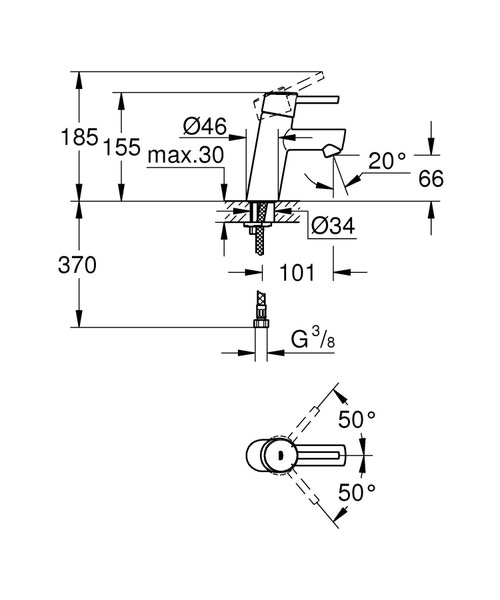 Immagine di Grohe CONCETTO miscelatore monocomando H.16 cm, per lavabo, senza scarico, finitura cromo 3224010E