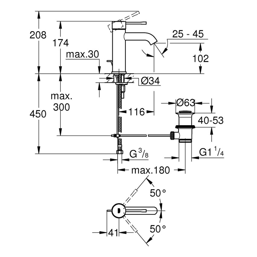 Immagine di Grohe Essence Miscelatore monocomando per lavabo Taglia S finitura cromo 23589001