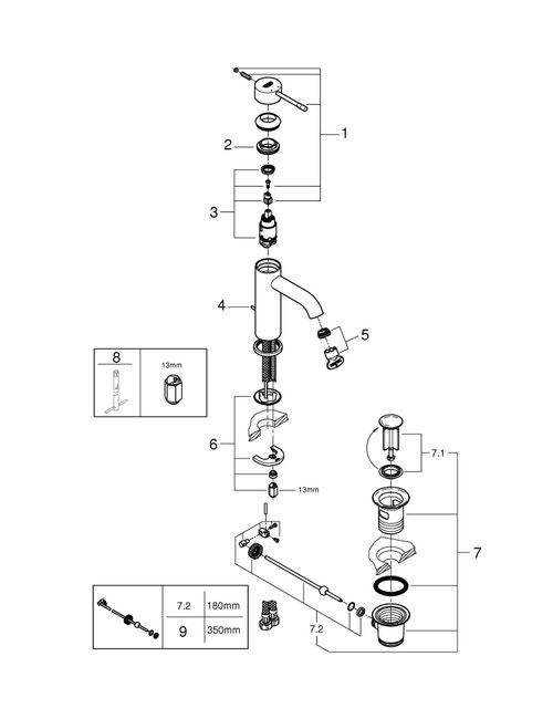 Immagine di Grohe Essence Miscelatore monocomando per lavabo Taglia S finitura cromo 23589001