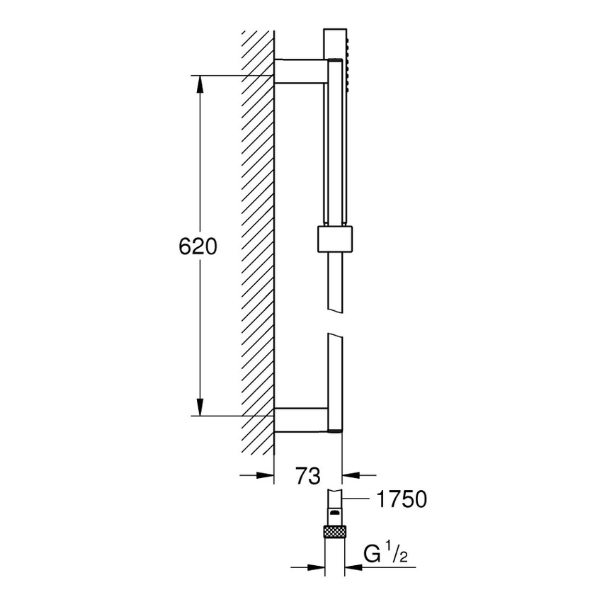 Immagine di Grohe Euphoria Cube+ Stick Set asta doccia a getto fisso, cromo 27891000