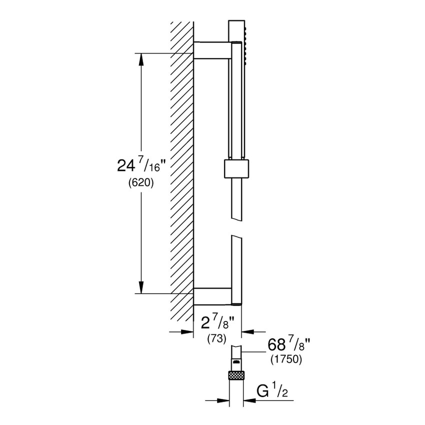 Immagine di Grohe Euphoria Cube+ Stick Set asta doccia a getto fisso, cromo 27891000