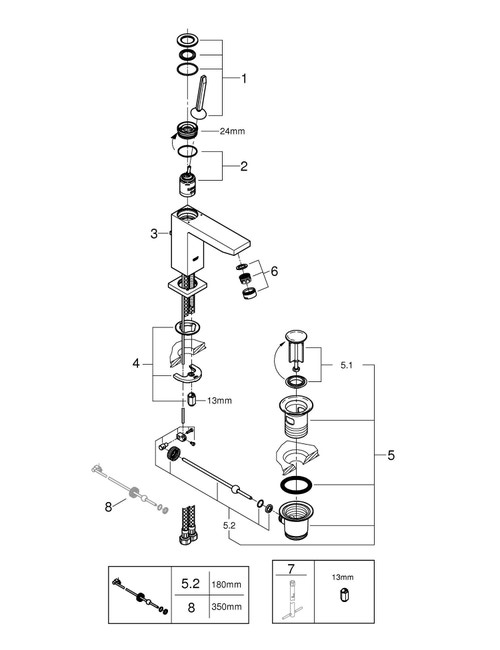 Immagine di Grohe Eurocube Joy Miscelatore monocomando per lavabo Taglia M  finitura cromo 23657000