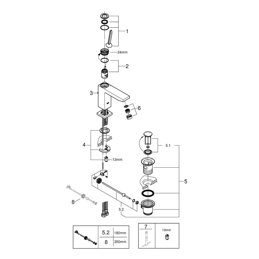 Immagine di Grohe Eurocube Joy Miscelatore monocomando per lavabo Taglia M  finitura cromo 23657000