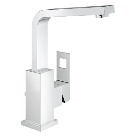 Immagine di Grohe EUROCUBE miscelatore monocomando H.25 cm, per lavabo, con scarico, bocca girevole e risparmio idrico, finitura cromo 2313500E