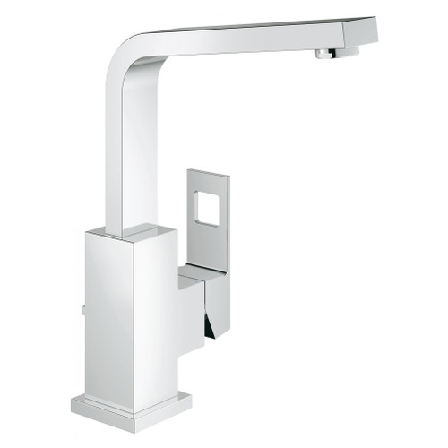 Immagine di Grohe EUROCUBE miscelatore monocomando H.25 cm, per lavabo, con scarico, bocca girevole e risparmio idrico, finitura cromo 2313500E