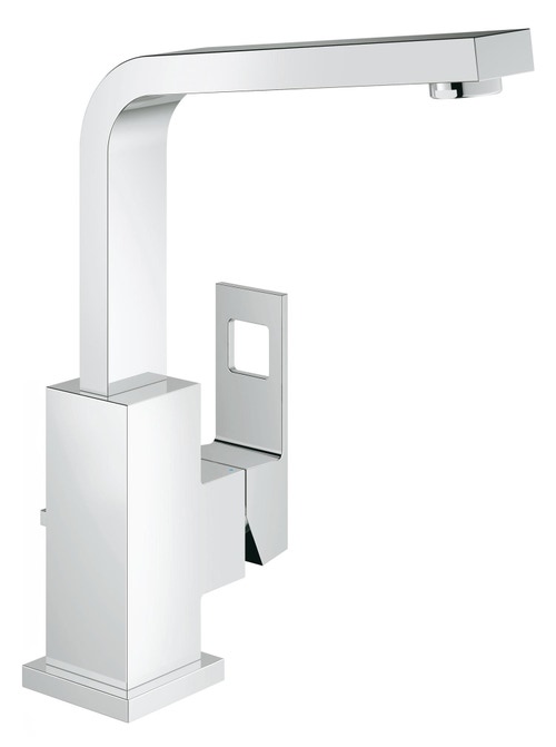 Immagine di Grohe EUROCUBE miscelatore monocomando H.25 cm, per lavabo, con scarico, bocca girevole e risparmio idrico, finitura cromo 2313500E