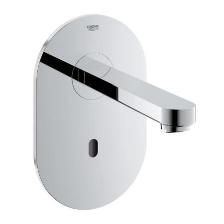 Immagine di Grohe EUROECO COSMOPOLITAN E rubinetto elettronico per lavabo, a parete, con comando ad infrarossi, sensore IR bi-direzionale per il controllo dei parametri, senza corpo incasso, finitura cromo 36273000