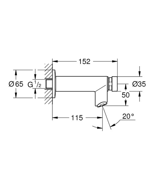 Immagine di Grohe EUROECO COSMOPOLITAN T rubinetto con autochiusura a tempo, a parete, con risparmio idrico, finitura cromo 36266000