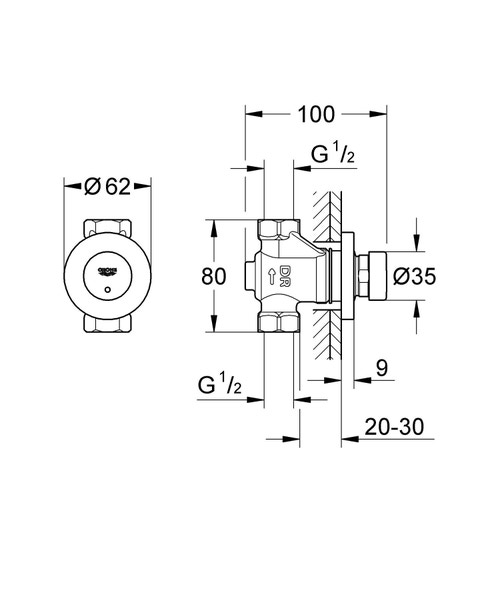 Immagine di Grohe EUROECO COSMOPOLITAN T rubinetto ad incasso per doccia, con autochiusura a tempo, finitura cromo 36268000