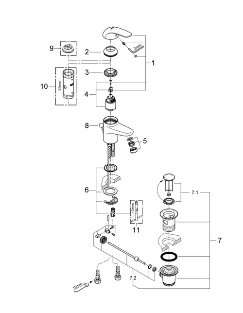 Immagine di Grohe Euroeco Miscelatore monocomando per lavabo Taglia S finitura cromo 23262000