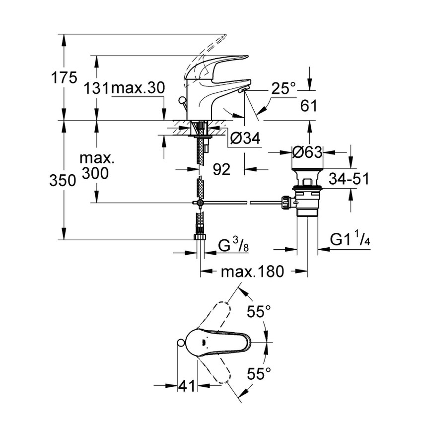 Immagine di Grohe Euroeco Miscelatore monocomando per lavabo Taglia S finitura cromo 23262000