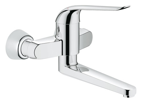 Immagine di Grohe EUROECO SPECIAL miscelatore monocomando per lavabo, a parete, con bocca girevole e limitatore di portata regolabile, finitura cromo 32773000