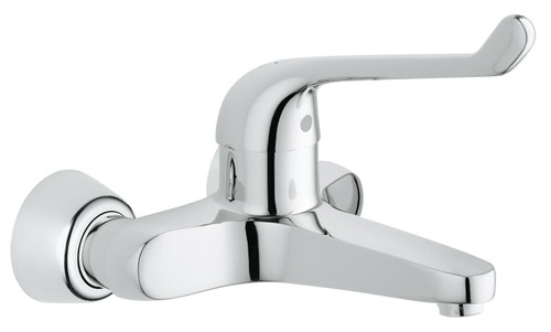 Immagine di Grohe EUROECO SPECIAL miscelatore monocomando P.20 cm, con movimento orizzontale, a parete, dotato di limitatore di portata regolabile, finitura cromo 32795000