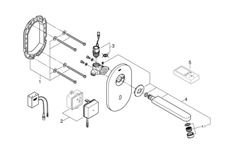 Immagine di Grohe EUROECO COSMOPOLITAN E rubinetto elettronico P.17 cm per lavabo, senza corpo incasso, con Bluetooth e comando ad infrarossi, finitura cromo 36410000