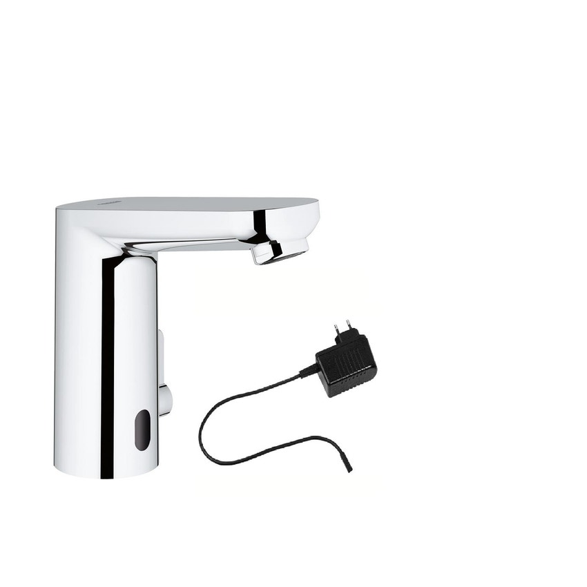 Immagine di Grohe EUROSMART COSMOPOLITAN E miscelatore elettronico H.13 cm per lavabo, senza scarico, con comando ad infrarossi e limitatore di temperatura regolabile, finitura cromo 36325001