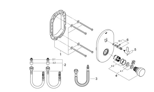 Immagine di Grohe EUROSMART COSMOPOLITAN T miscelatore per doccia, senza corpo incasso, con autochiusura a tempo e limitatore di temperatura regolabile, finitura cromo 36321000