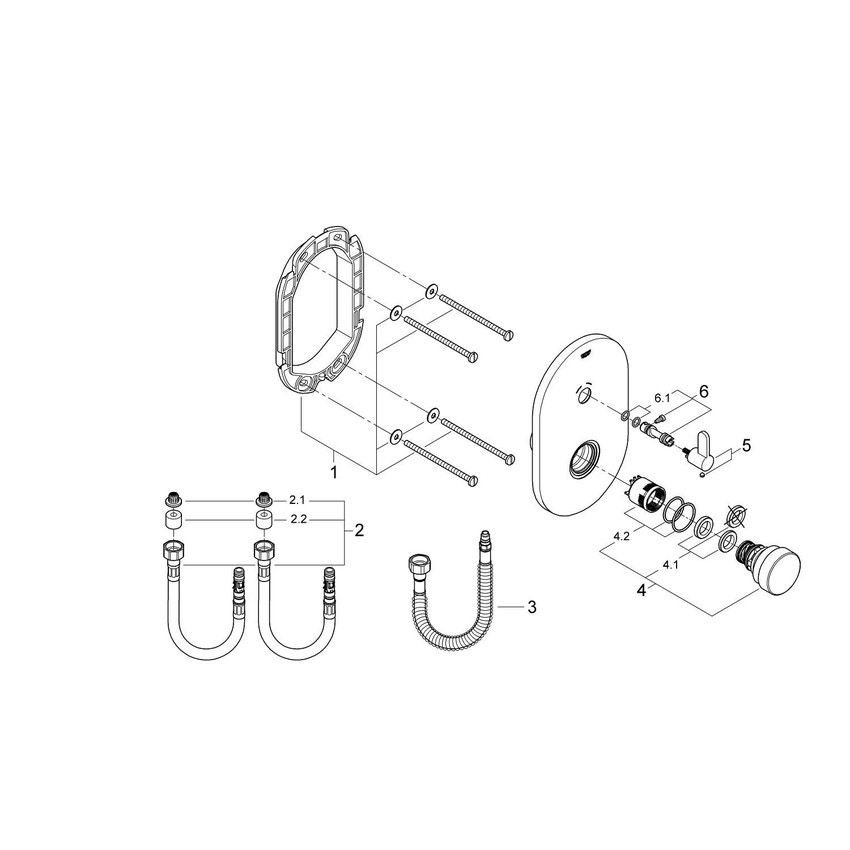 Immagine di Grohe EUROSMART COSMOPOLITAN T miscelatore per doccia, senza corpo incasso, con autochiusura a tempo e limitatore di temperatura regolabile, finitura cromo 36321000