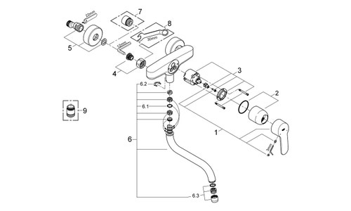 Immagine di Grohe Eurostyle Cosmopolitan Miscelatore Monocomando Lavello - Installazione a Parete finitura cromo 33982002