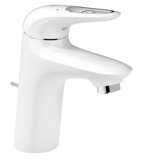 Immagine di Grohe EUROSTYLE miscelatore monocomando H.16 cm, per lavabo, con risparmio idrico e scarico, colore bianco finitura lucido 23374LS3