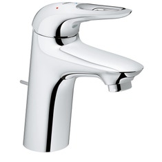 Immagine di Grohe EUROSTYLE miscelatore monocomando H.16 cm, per lavabo, con risparmio idrico e scarico, finitura cromo 23374003