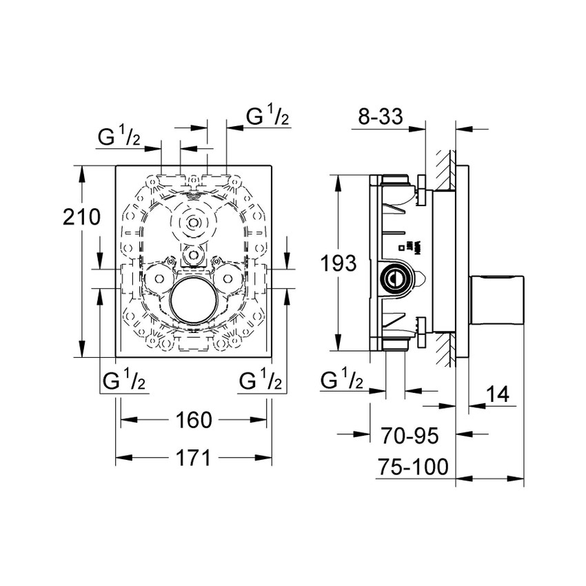 Immagine di Grohe GROHTHERM F miscelatore termostatico centrale, finitura cromo 27619000