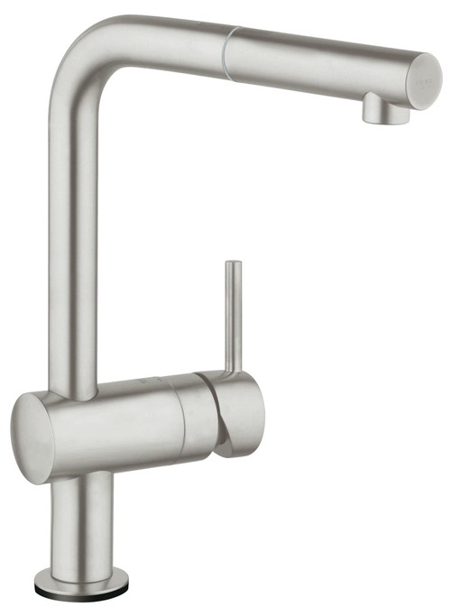 Immagine di Grohe MINTA TOUCH miscelatore elettronico monocomando H.33 cm, con bocca girevole, finitura satinato super steel 31360DC1