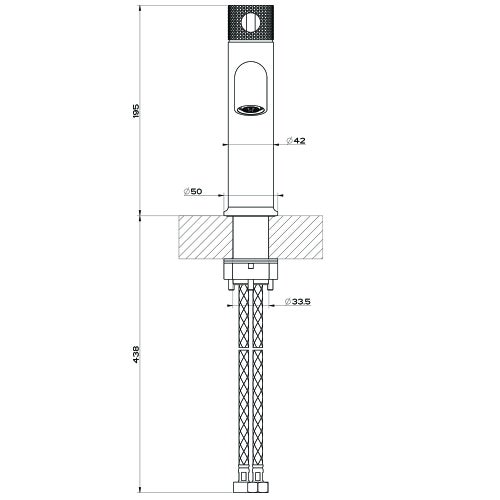 Immagine di Gessi INCISO- miscelatore lavabo H.20 cm, senza scarico, con flessibili di collegamento, finitura black metal brushed PVD 58002#707