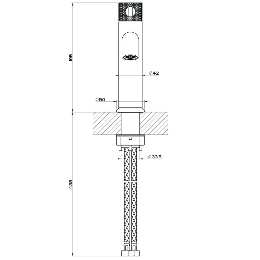 Immagine di Gessi INCISO- miscelatore lavabo H.20 cm, senza scarico, con flessibili di collegamento, finitura black metal brushed PVD 58002#707