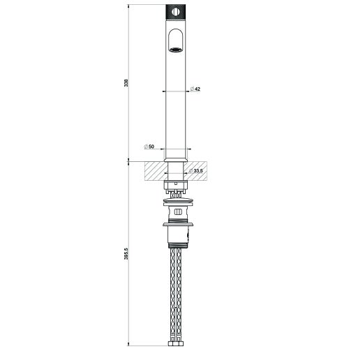 Immagine di Gessi INCISO- miscelatore lavabo H.34 cm, con scarico e flessibili di collegamento, finitura black metal brushed PVD 58003#707